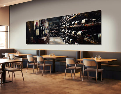 Vintage Wine Canvas | Framed Cotton Canvas Print - Panoramic Wine Wall Art