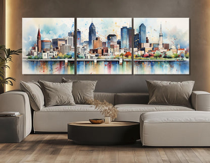 Indianapolis Canvas Print - Watercolor Wall Art | Framed & Ready to Hang