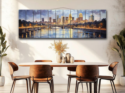 Minneapolis Wood Wall Art – Rustic Skyline Painting on Wood – Unique Natural Texture Decor