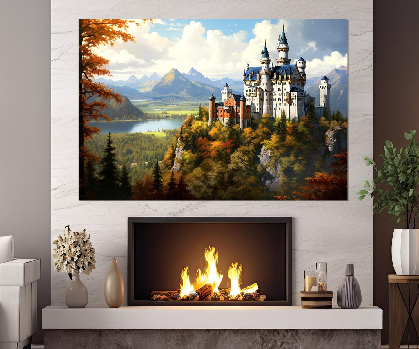 Neuschwanstein Castle Canvas – Framed Castle Wall Art | Ready to Hang Large Poster