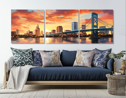 Jacksonville Canvas Print – Abstract City Painting | Gallery Wrapped Cotton Canvas Art