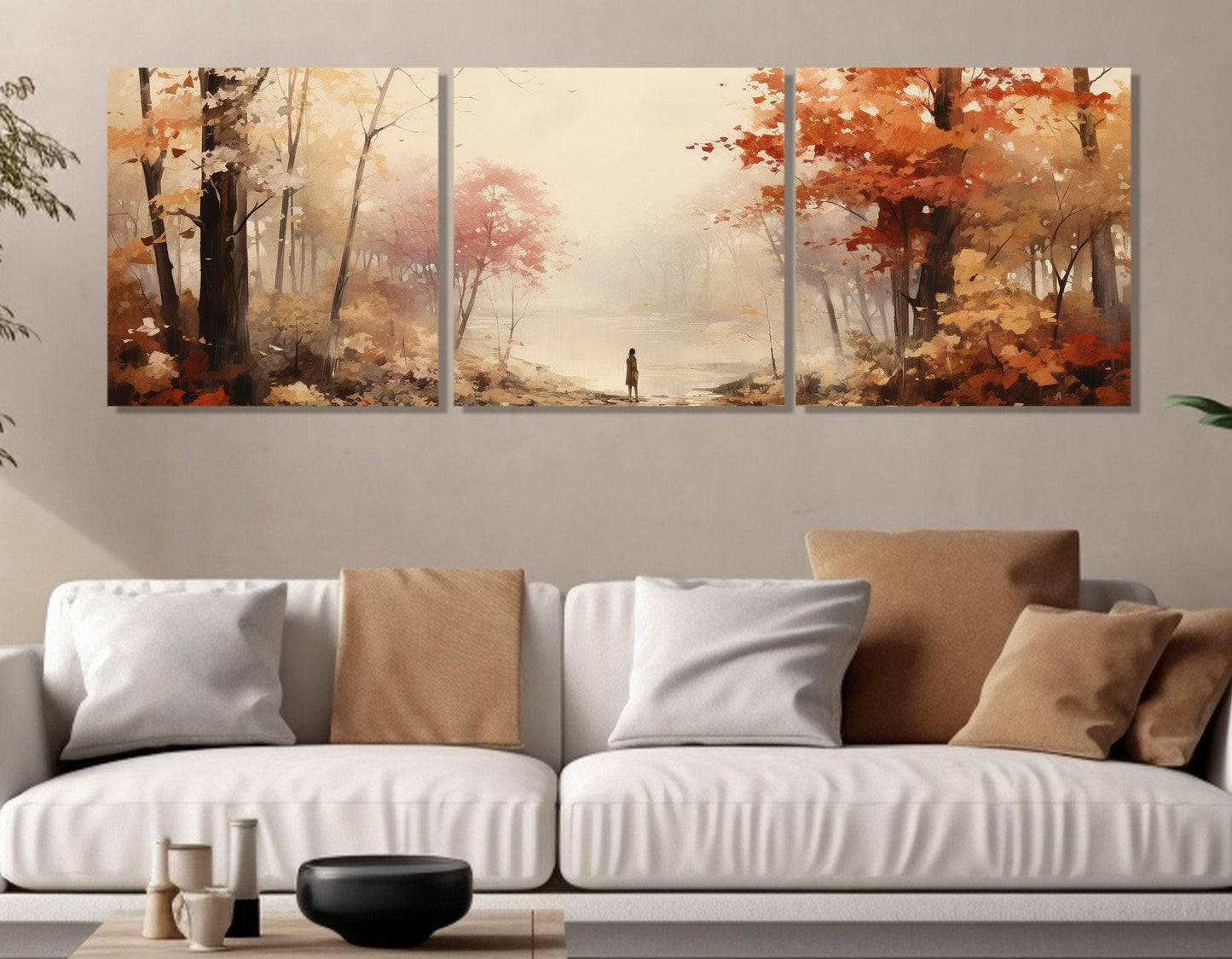 Autumn Landscape Canvas Large Canvas Painting – Abstract Forest Print, Ready to Hang Art