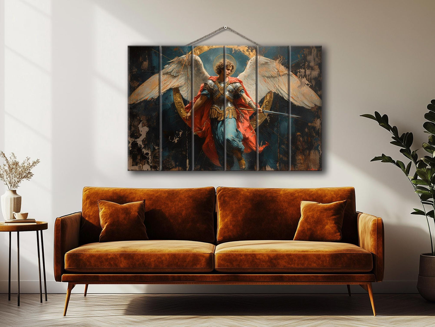 Saint Michael Wood Art - Rustic Wood Wall Decor | Catholic Home Decor, Ready to Hang