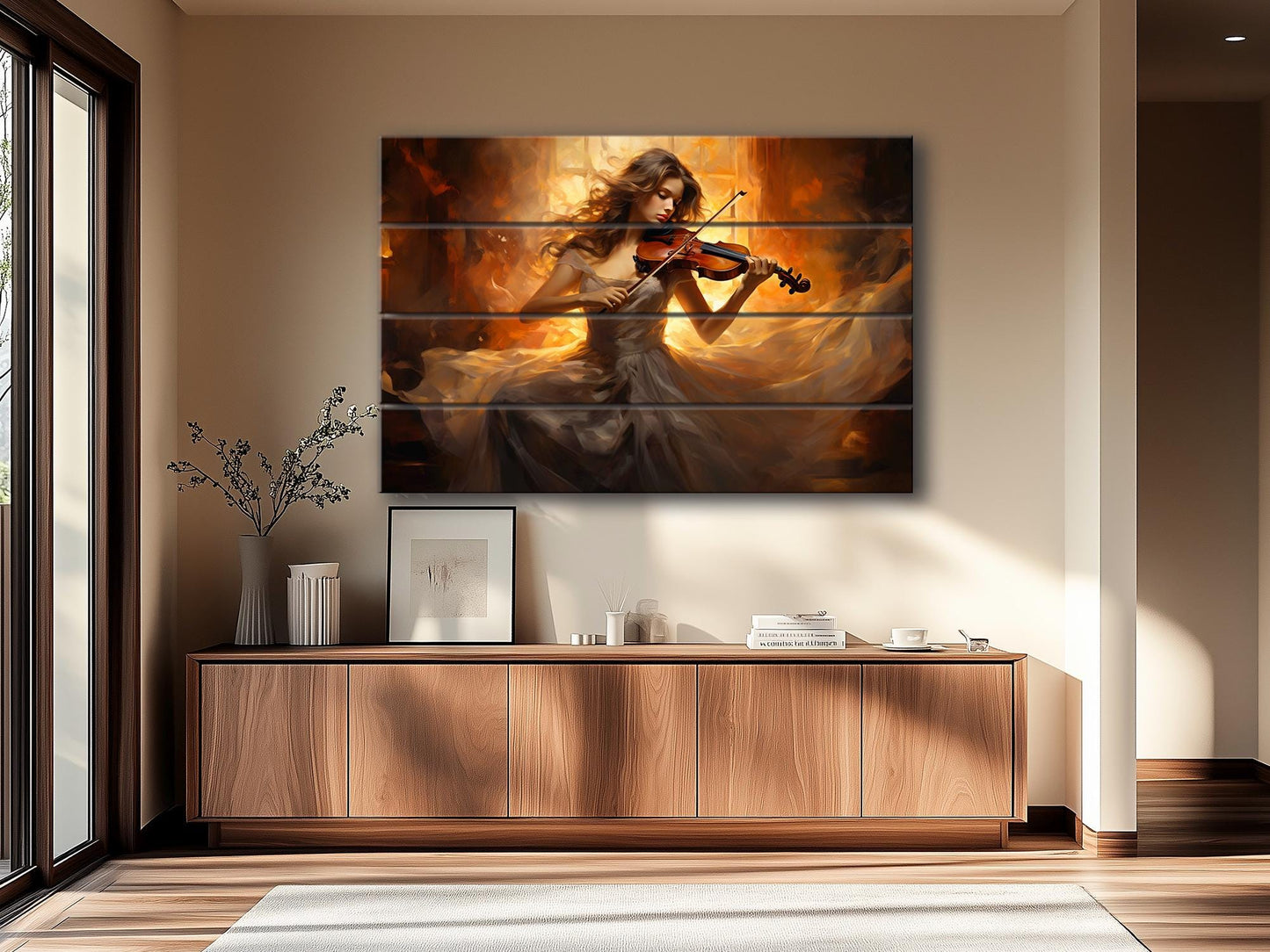 Wood Wall Art - Abstract Violinist Print on Smooth Linden Wood | Musician Gift