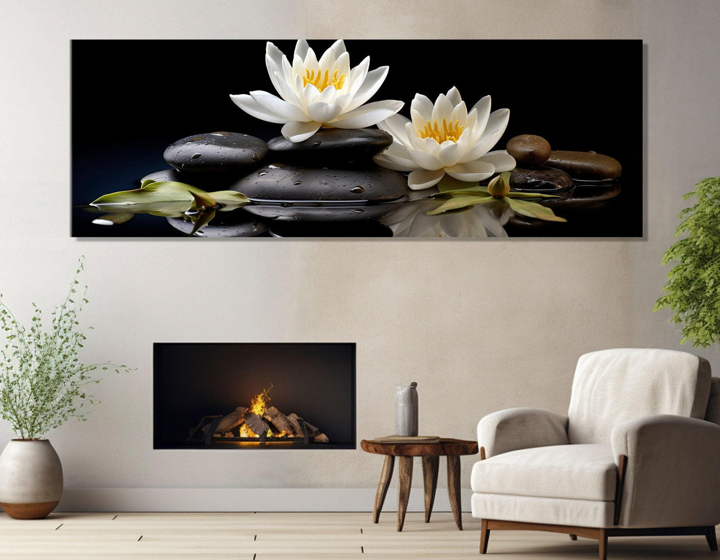 White Lily Canvas Print – Modern Bedroom Decor | Spa Wall Decor, Ready to Hang