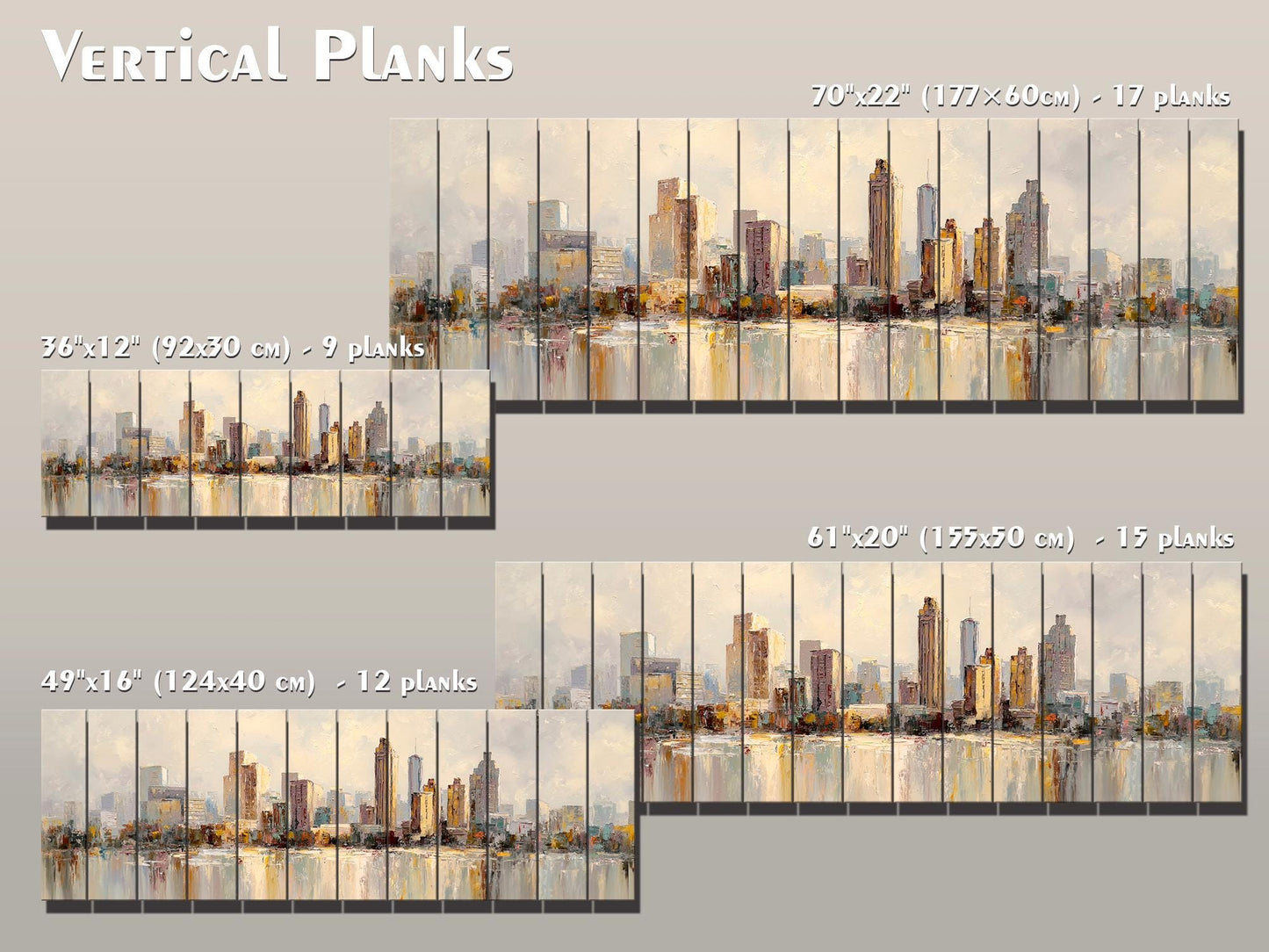 Atlanta Skyline Wood Print – Rustic Wall Art | Beige Farmhouse Decor on Distressed Wood