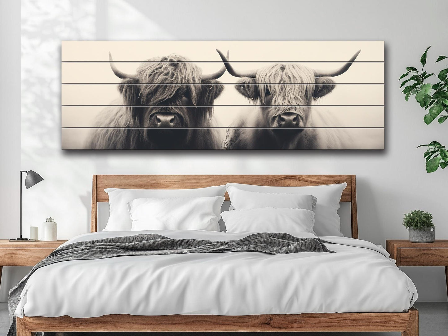Highland Cows Wall Art – Handcrafted Wood Wall Decor | Rustic Farmhouse Print