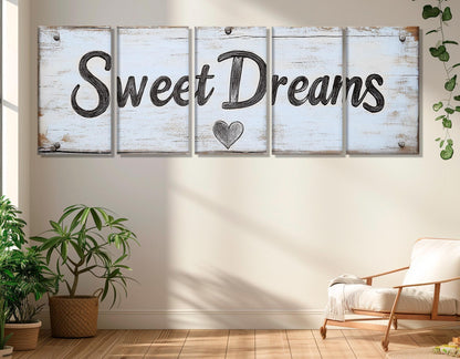 Sweet Dreams Canvas Print, Large Bedroom Sign, Bedroom Wall Decor, Framed and Ready to Hang