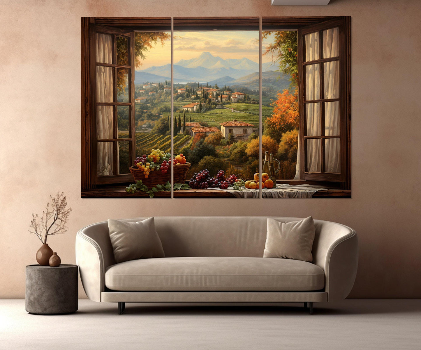 Tuscany Canvas Print – Open Window Painting | Framed Canvas Print, Ready to Hang Art