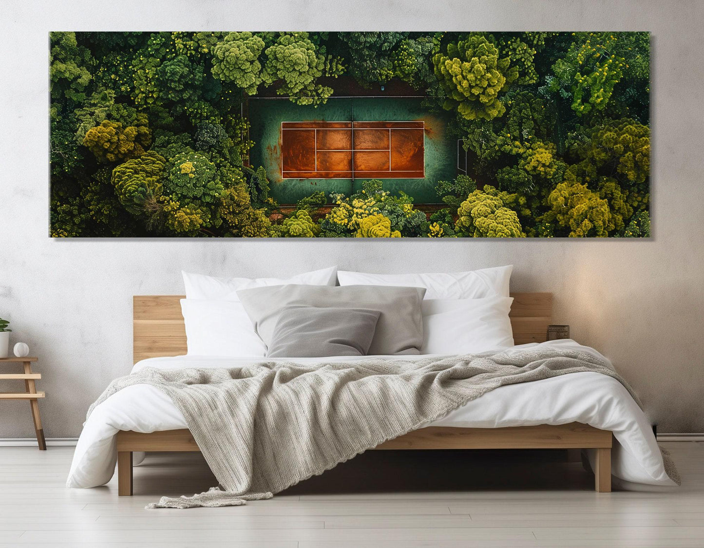 Tennis Court Canvas Abstract Print – Green Forest Wall Art | Framed & Ready to Hang