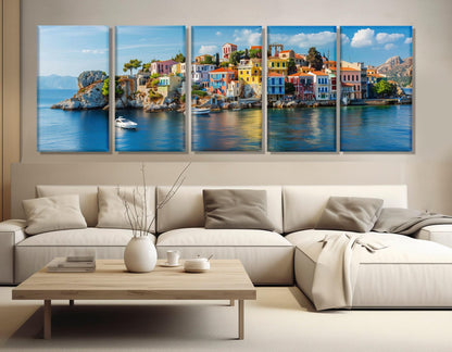 Greece Canvas Print - Large Island Abstract Greek Wall Art | Ready to Hang Cotton Canvas