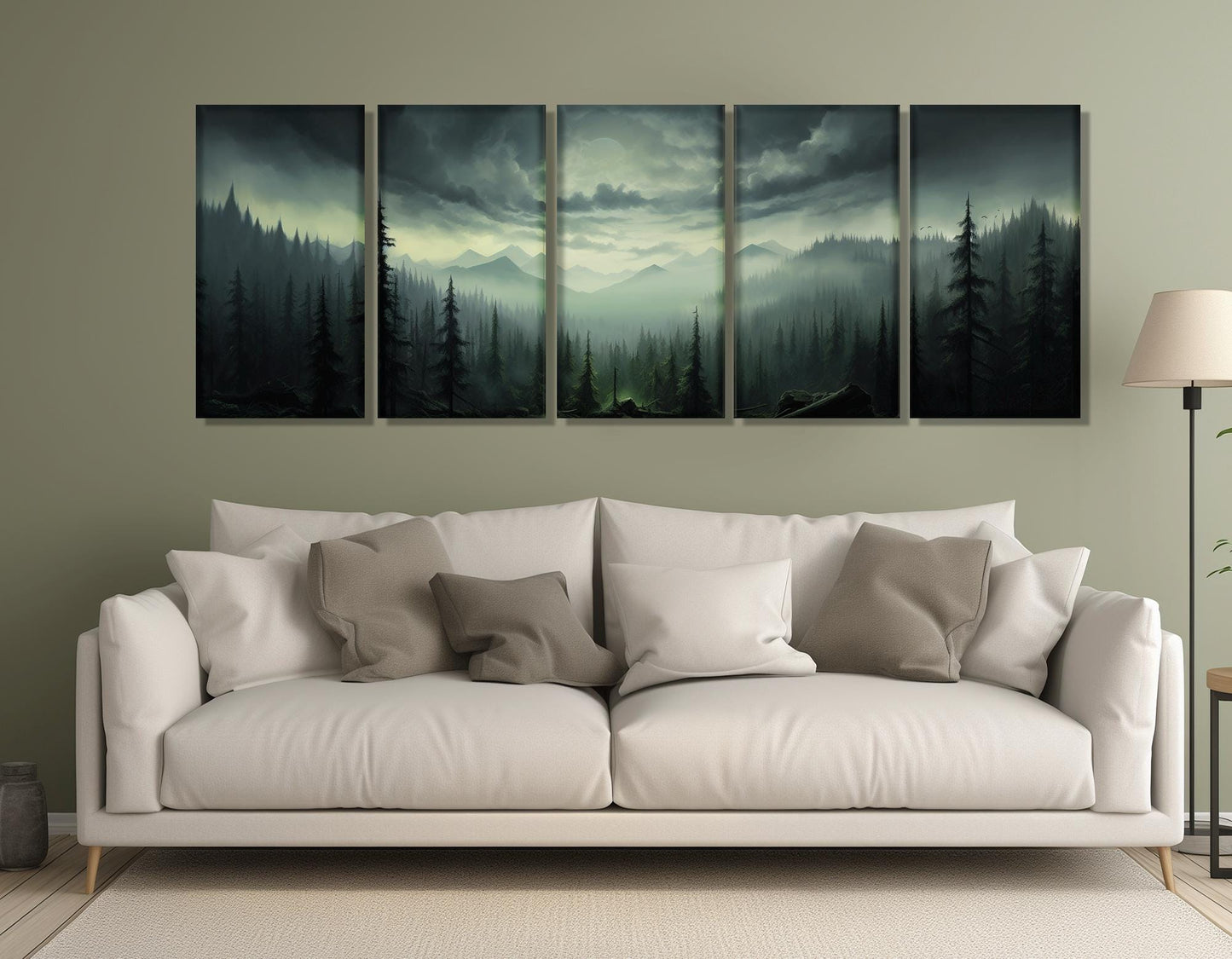 Mystical Mountain Forest Canvas - Large Framed Gallery Wrapped Canvas Print | Ready to Hang