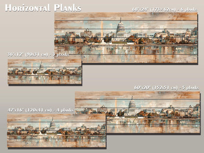 Washington D.C. Wood Print – Rustic Washington Skyline Art on Natural Wood Panels