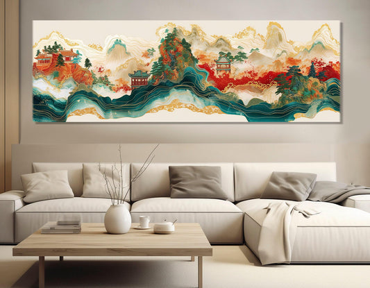 Traditional Chinese Canvas Print - Spring Abstraction Painting | Framed, Ready to Hang