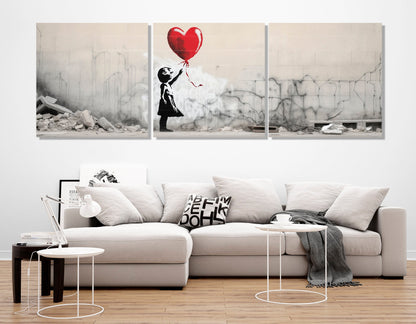 Banksy Style Canvas – Balloon Girl Print | Framed Canvas Art, Ready to Hang