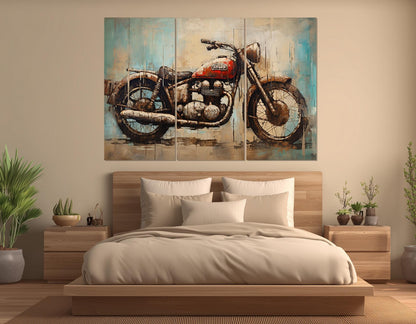 Motorcycle Canvas Print - Rustic Biker Club Decor | Framed, Ready to Hang