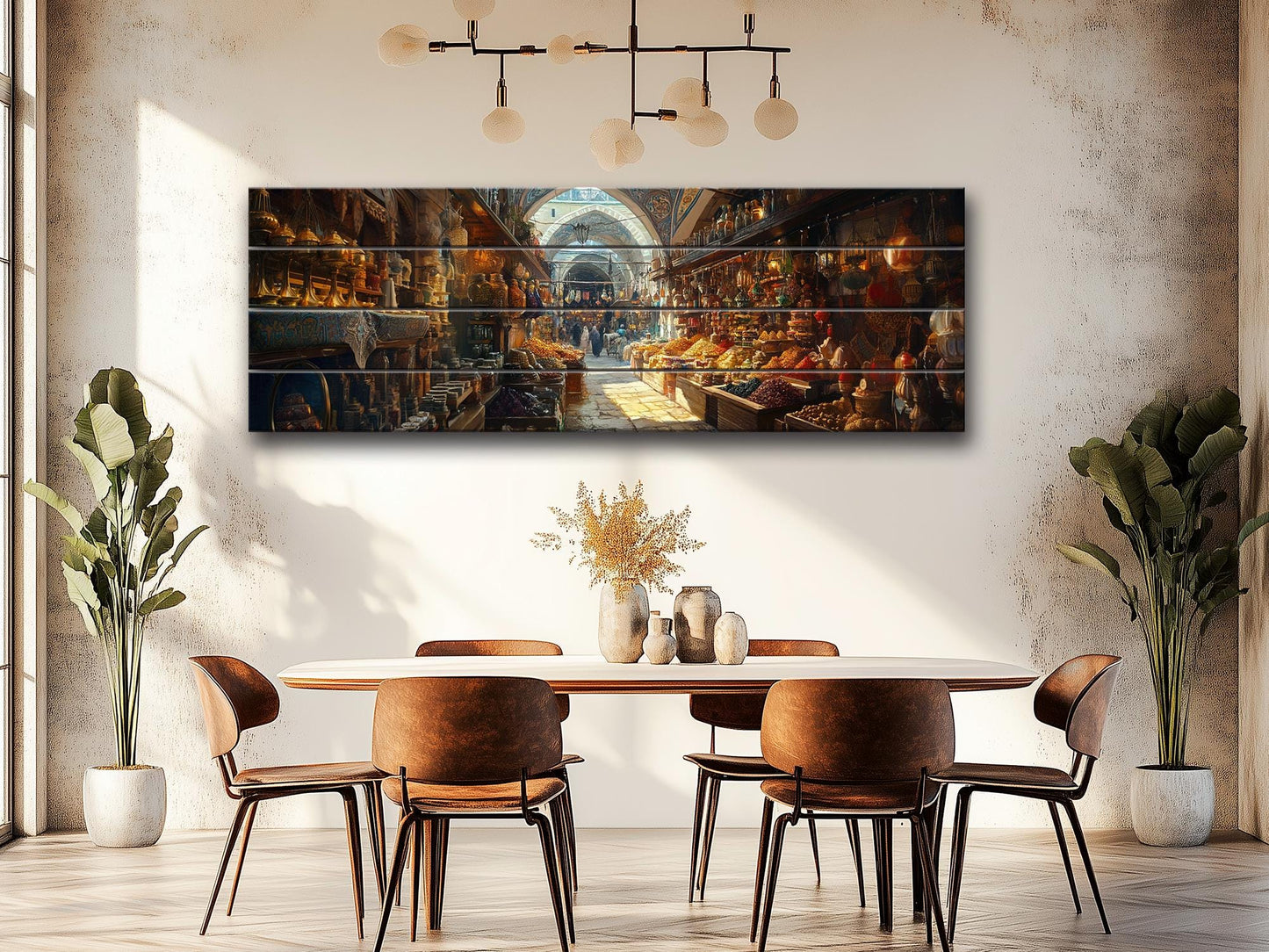 Grand Bazaar in Istanbul Painting Print On Wood - Ancient Oriental Market Decor