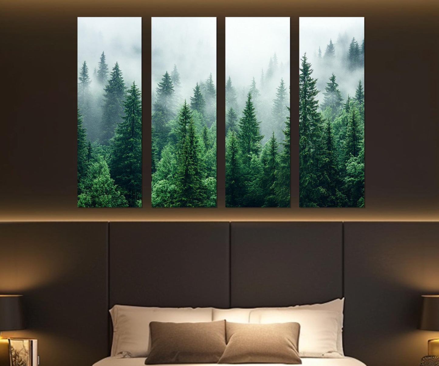 Foggy Forest Canvas Art – Pine Forest Wall Art | Framed Gallery Wrapped Canvas Print