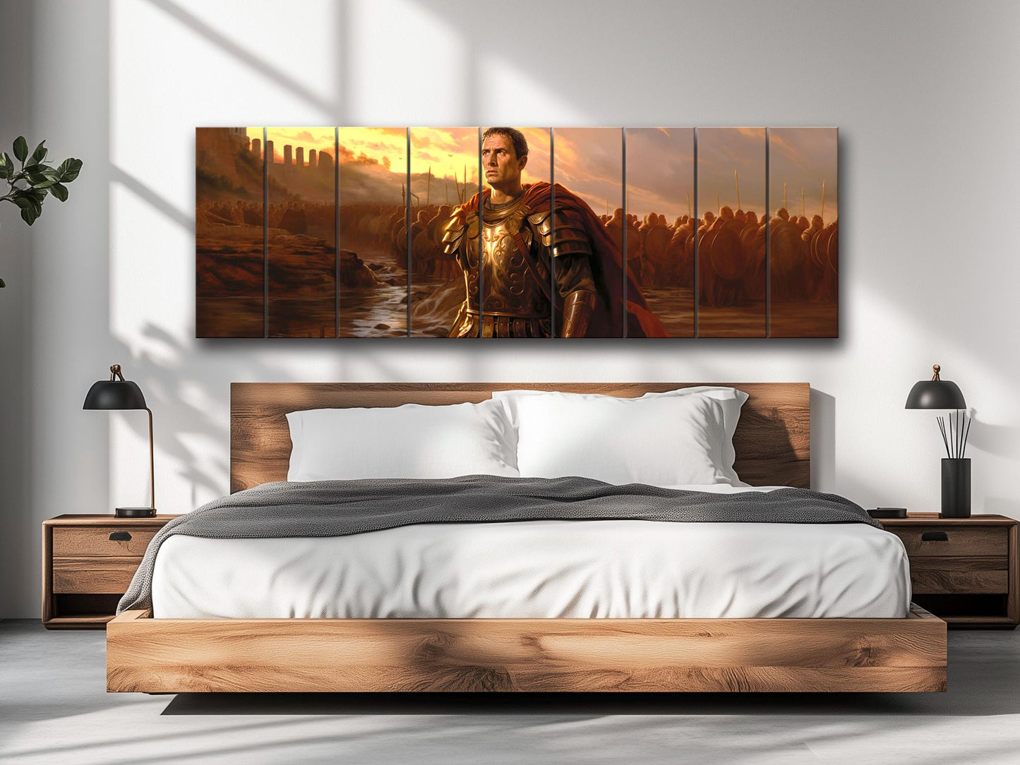 Julius Caesar Wood Print – Roman Wall Art Crossing Rubicon Painting on Wood Planks