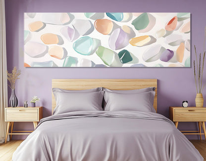 Watercolor Sea Glass Canvas Print, Soft Tones Beach Glass Panoramic Poster, Minimalist  Wall Art, Sea Vibes Wall Art, Framed & Ready to Hang