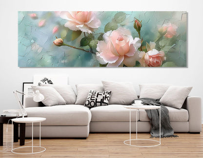 Roses Canvas Print – Impressionist Wall Art | Soft Colors Rose Framed Decor