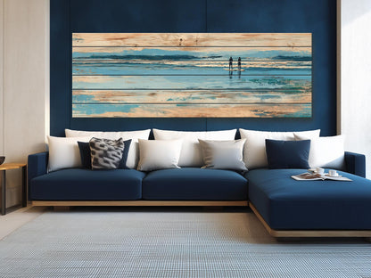 Paddleboard Wall Art – Nautical Coastal Wood Print with Ocean Paddleboard Art