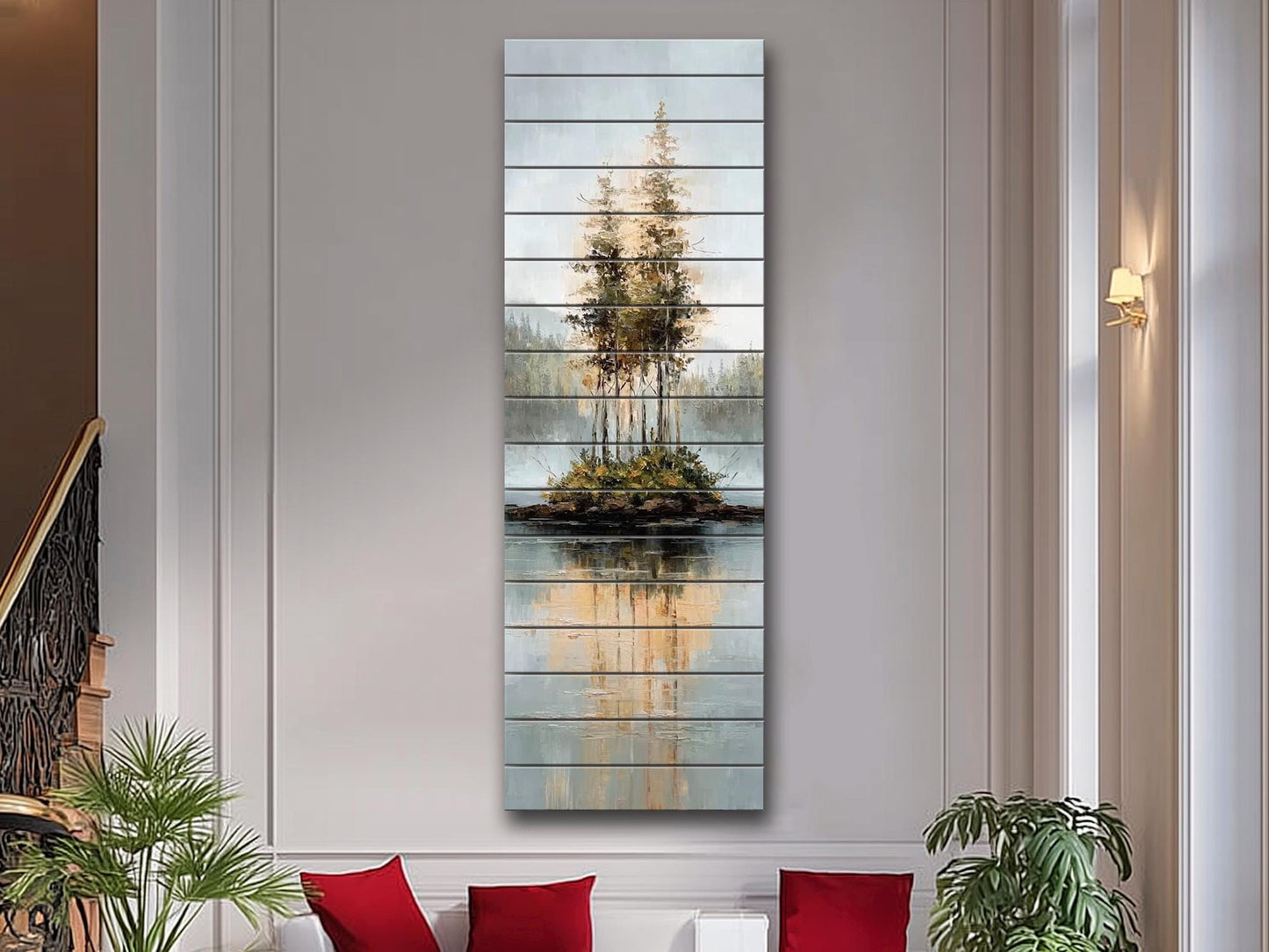 Rustic Wood Wall Art – Scenic Wood Landscape Print With Natural Texture