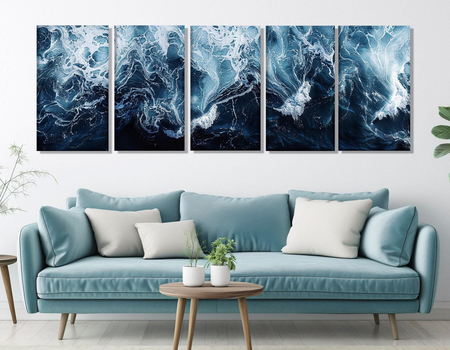 Deep Blue Ocean Canvas – Large Sea Painting | Framed Canvas Print, Ready to Hang