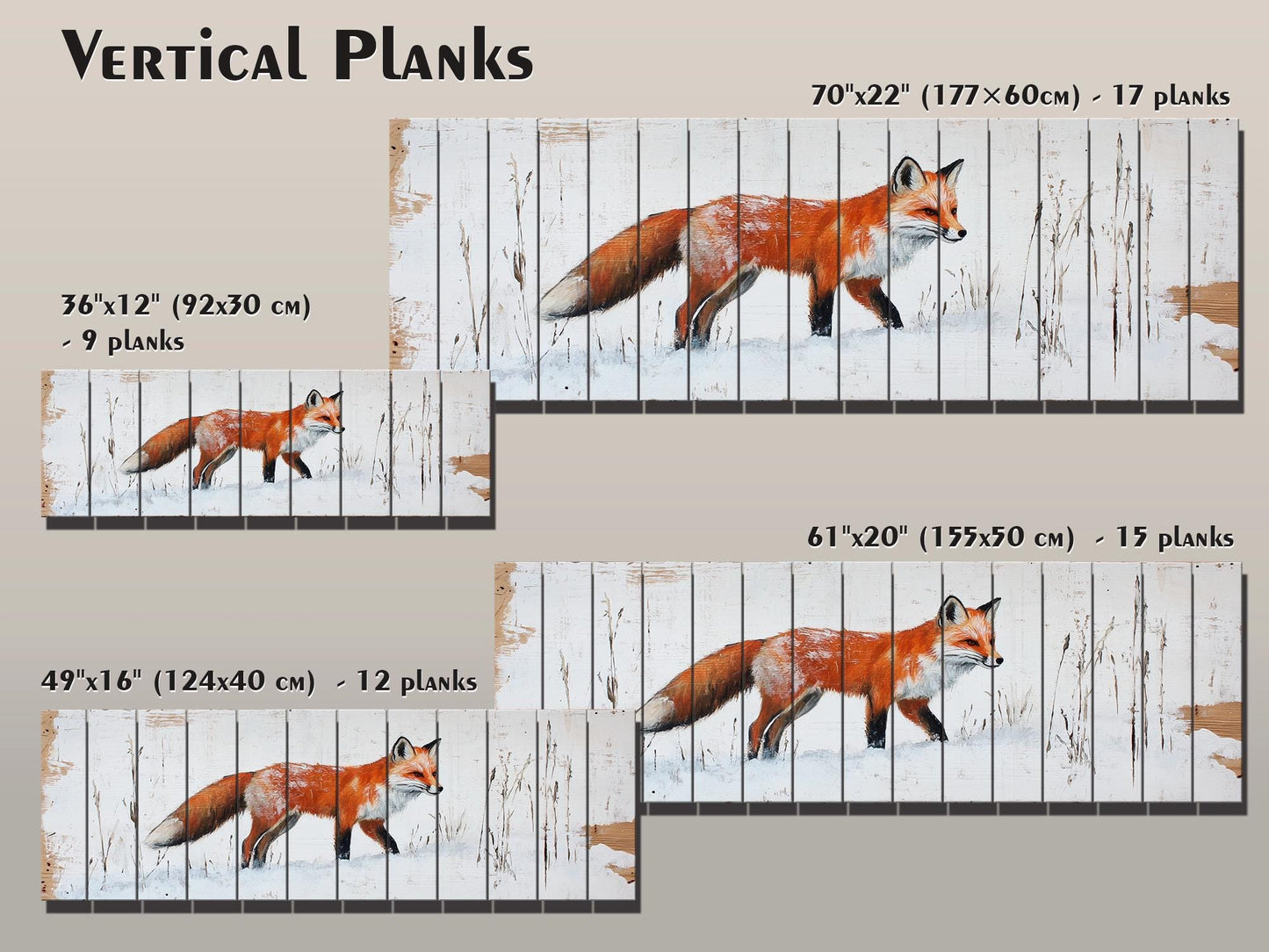 Rustic Wood Wall Art - Sly Fox in Snow Painting Printed on Wood, Hunting Wall Art, Forest Animals Print, Hunter Gift, Forest Cabin Decor