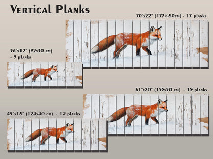 Rustic Wood Wall Art - Sly Fox in Snow Painting Printed on Wood, Hunting Wall Art, Forest Animals Print, Hunter Gift, Forest Cabin Decor