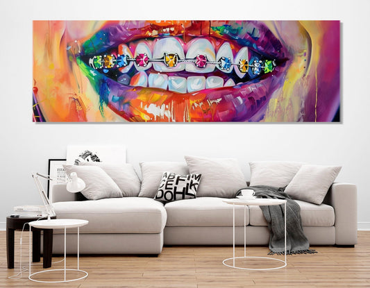 Abstract Braces Canvas – Framed Gallery Wrapped Art | Ready to Hang Orthodontist Wall Decor