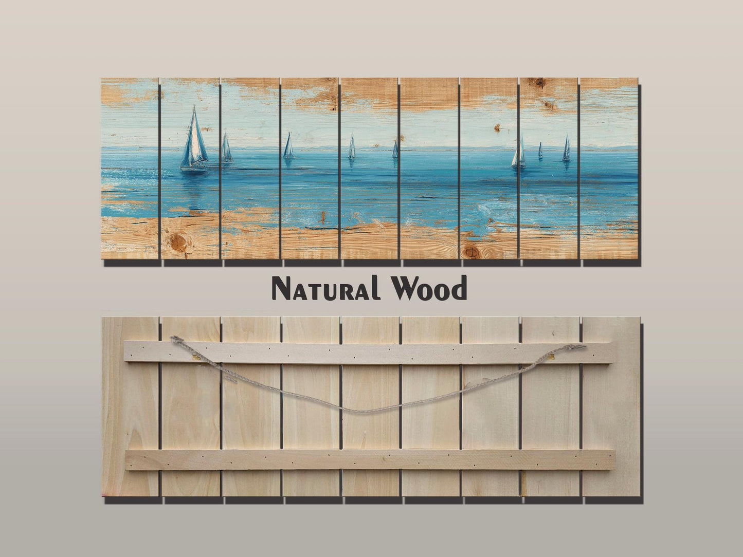 Sailing Ocean Wall Art – Minimal Seascape Art on UV Printed Wood for Coastal Decor