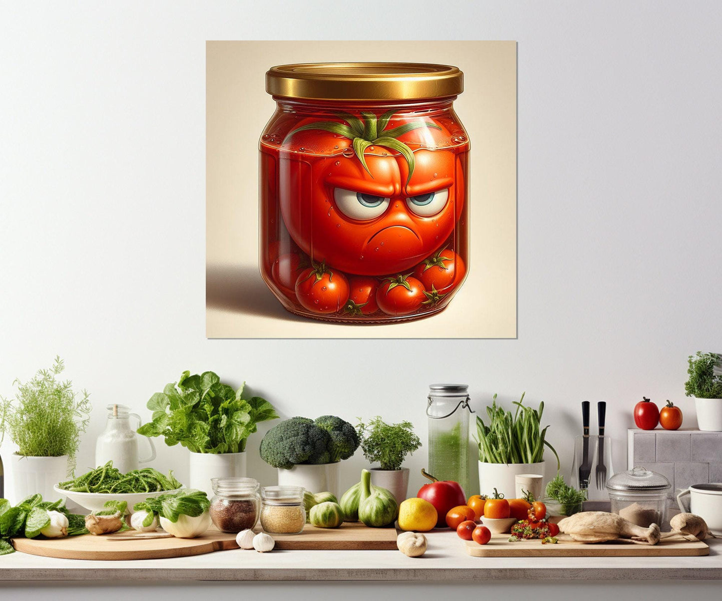 Pickled Tomato Canvas - Framed Kitchen Wall Decor | Ready to Hang Cotton Print