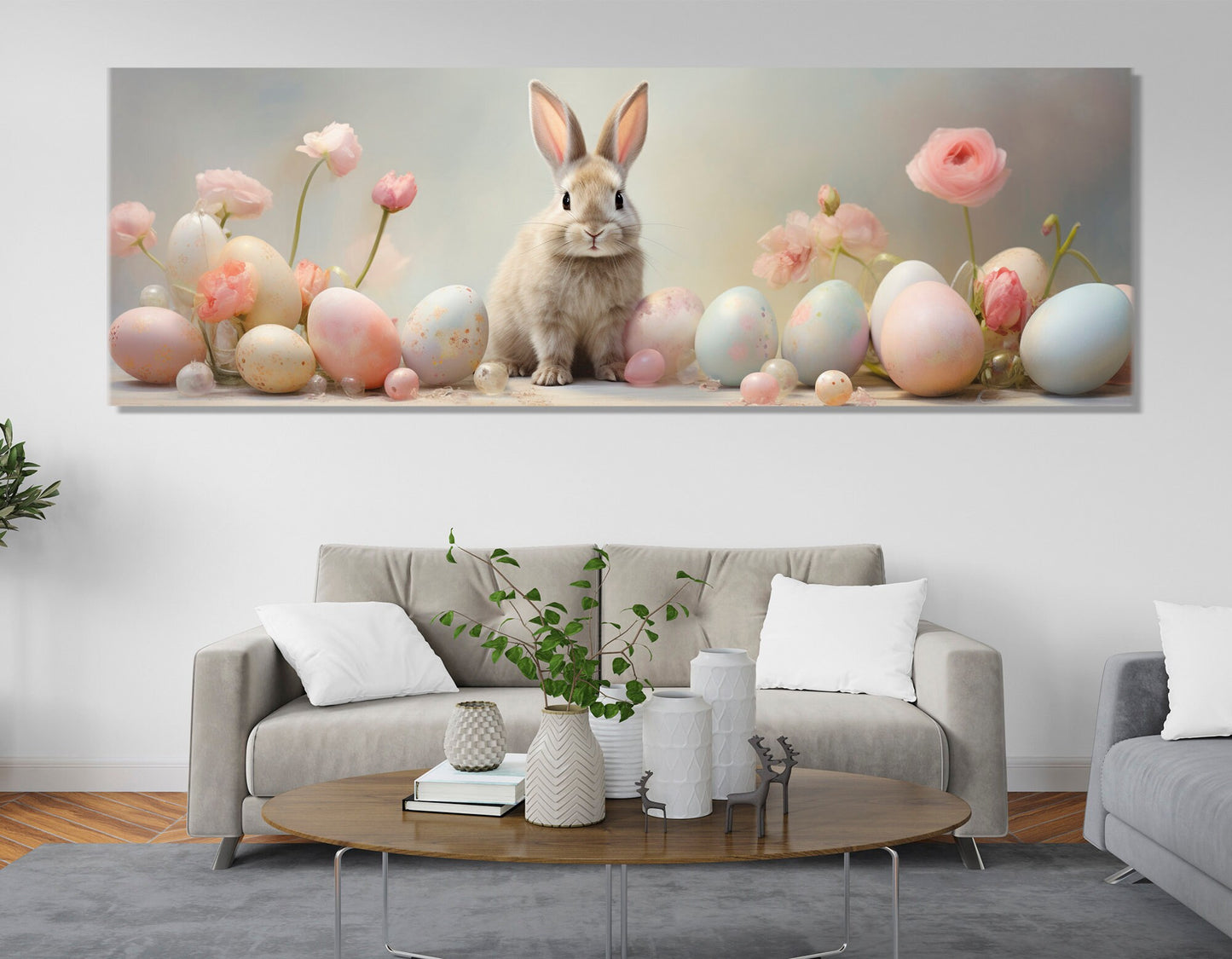 Easter Bunny Canvas Print – Cute Rabbit Wall Art | Nursery Canvas Decor, Framed Ready to Hang