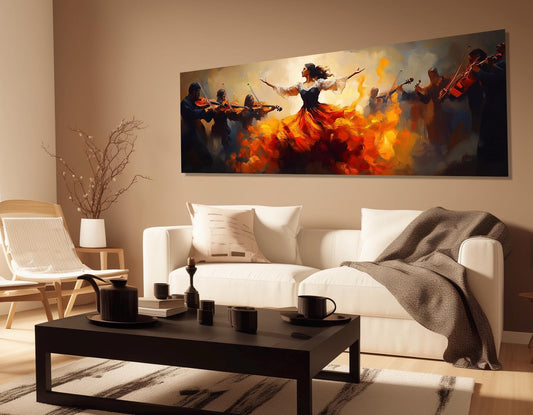 Latina Dancer Canvas Print – Vibrant Flamenco Dance Painting | Framed Canvas Art