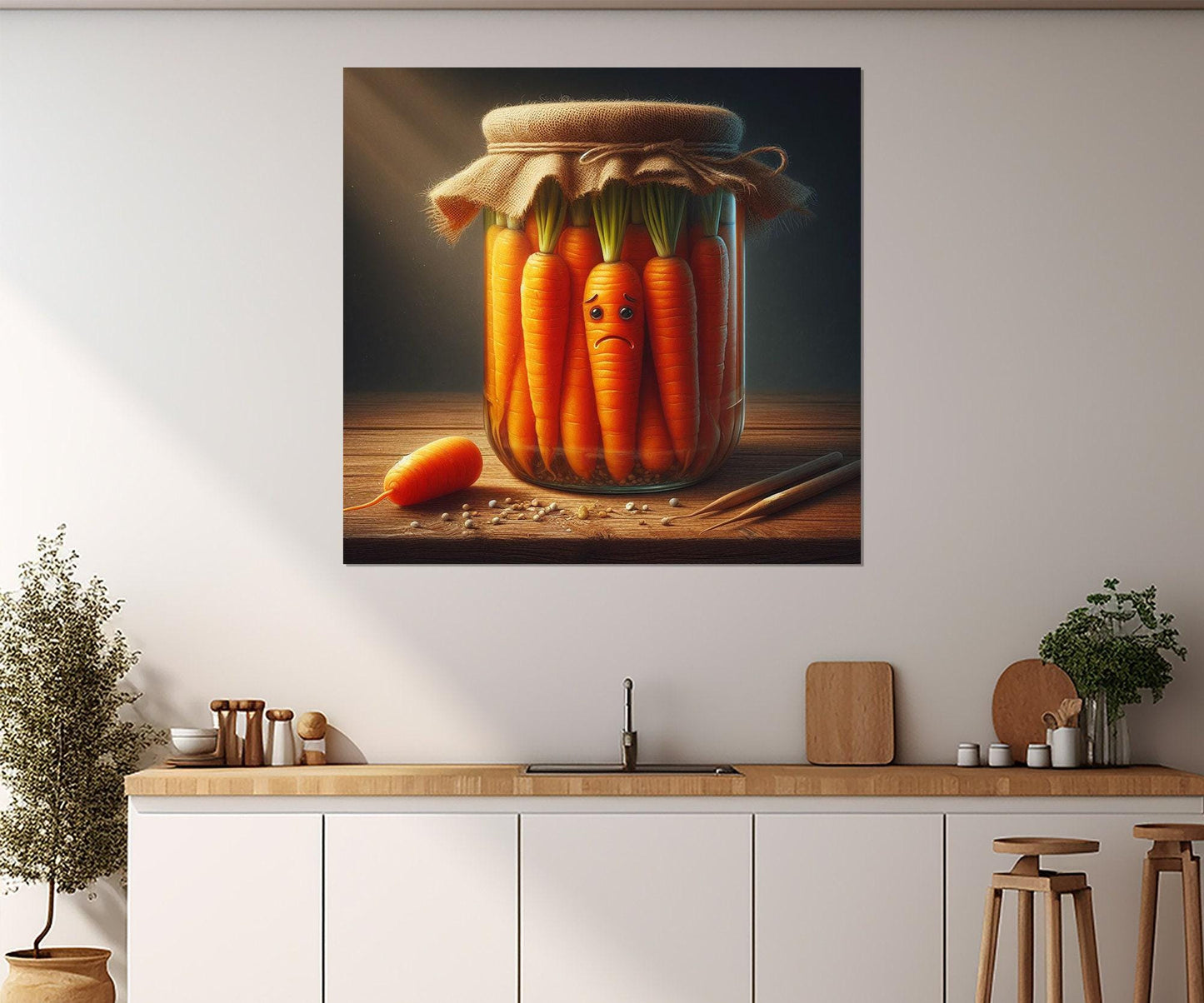 Kitchen Wall Decor – Funny Kitchen Print Pickled Vegetables Art Framed Canvas Print