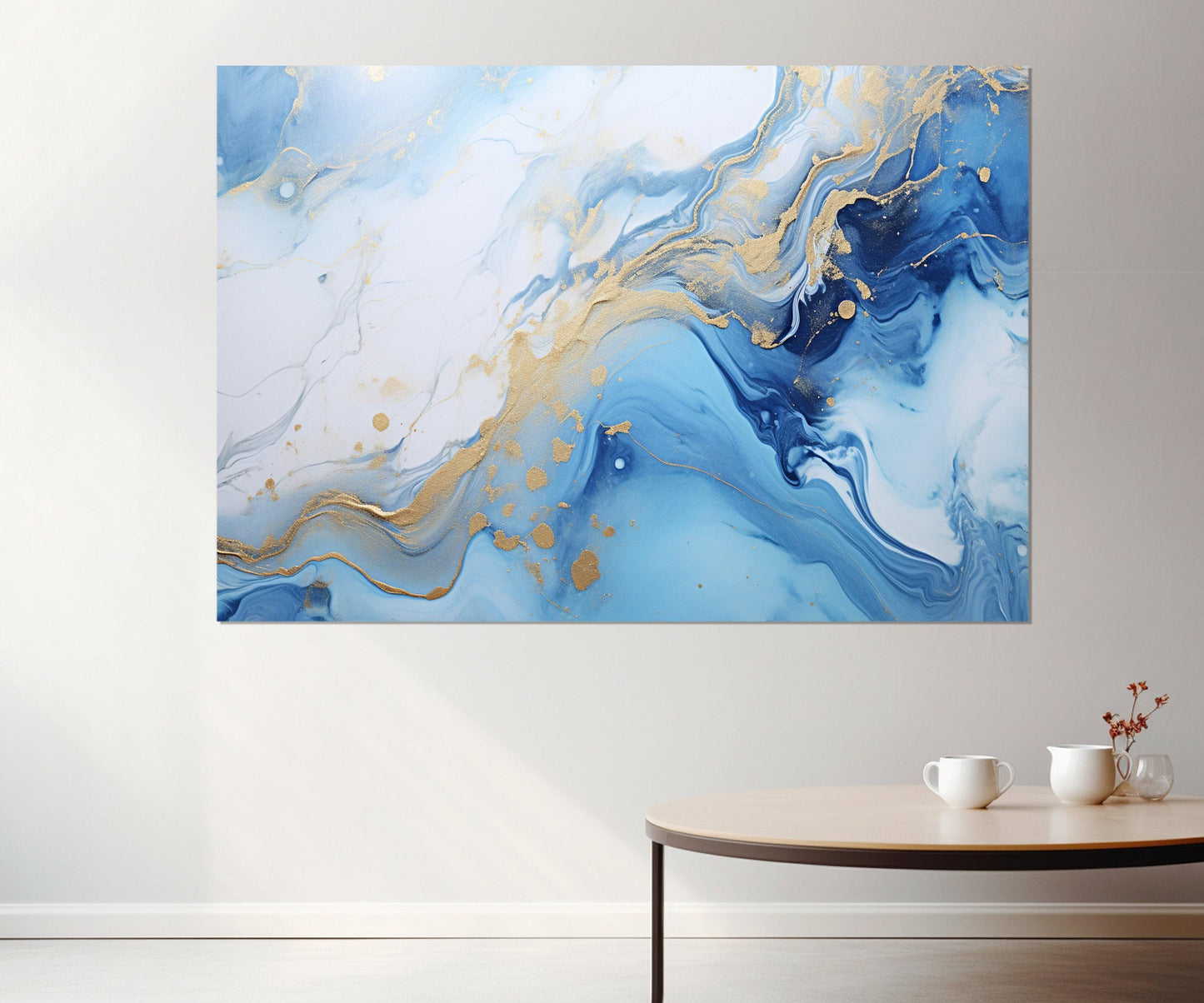 Blue Marble Canvas Abstract Wall Art – Modern Marble Canvas Print, Ready to Hang