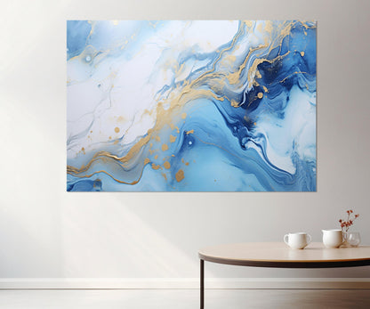 Blue Marble Canvas Abstract Wall Art – Modern Marble Canvas Print, Ready to Hang