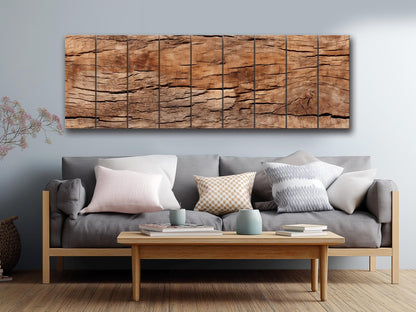 Wood Texture Print – Rustic Wall Art on Natural Wood Planks with Tree Bark Design