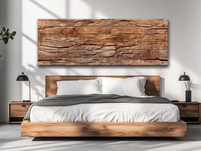 Wood Texture Print – Rustic Wall Art on Natural Wood Planks with Tree Bark Design