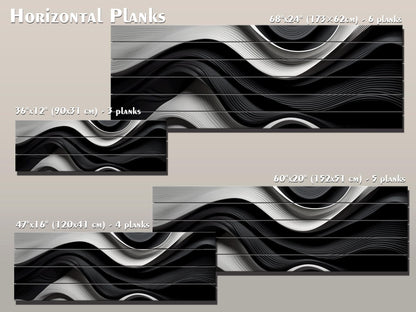 Abstract Wood Art – Black and White Art Print on Natural Wood Planks