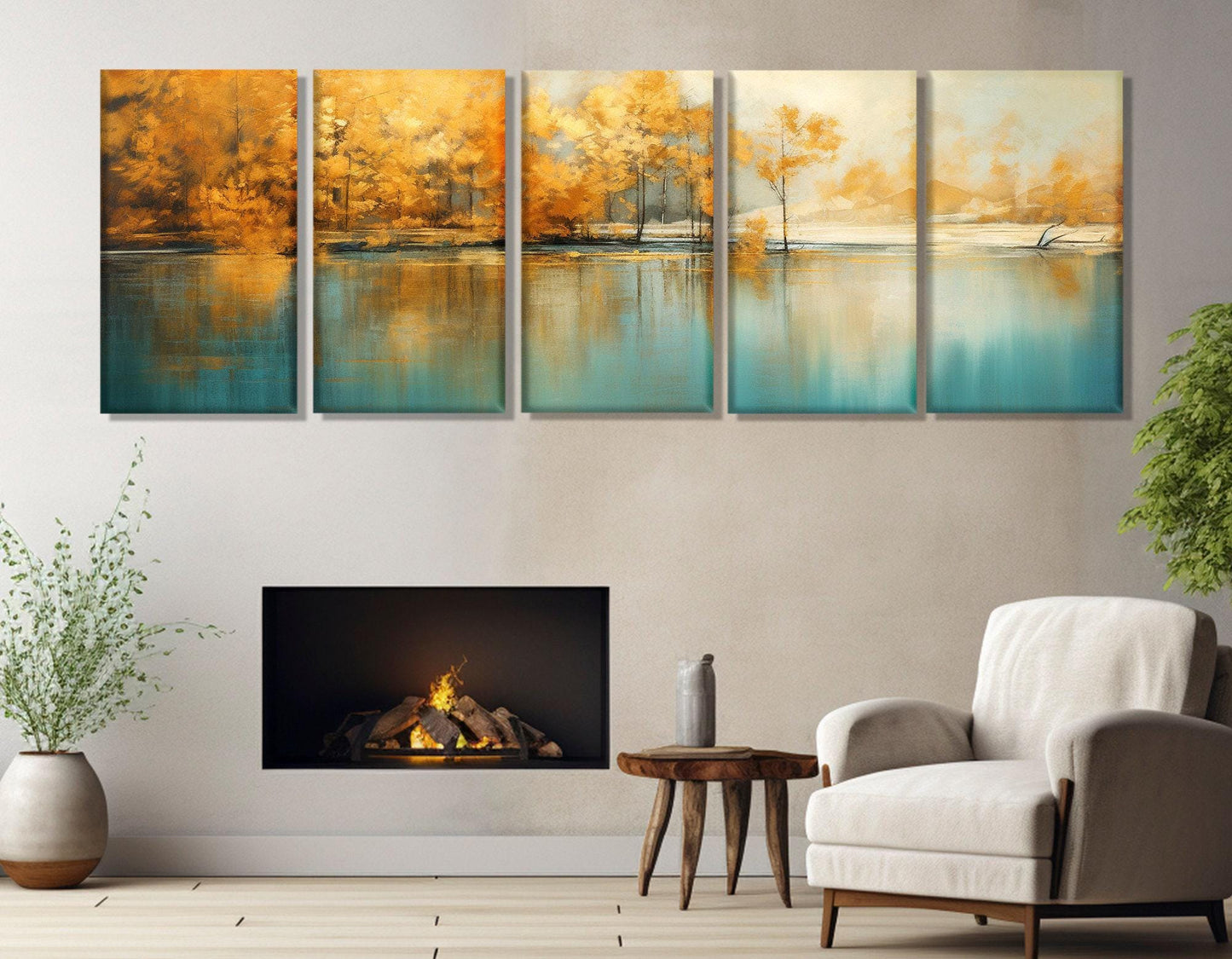 Golden Autumn Canvas Print – Framed Wall Art With Warm Fall Colors, Ready to Hang