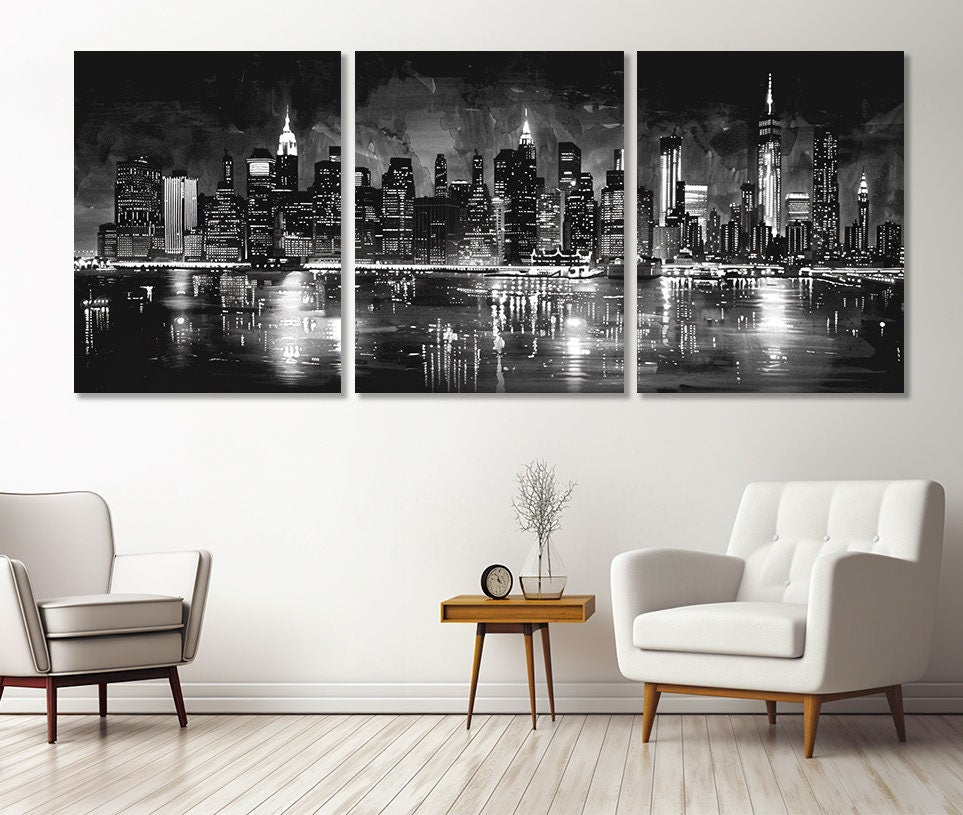 New York Wall Art – Large Black White Canvas Print | Framed Cotton Artwork