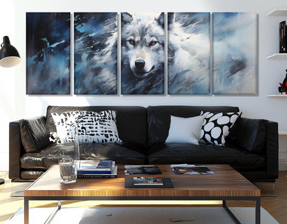 Majestic Wolf Canvas Print – Large Framed Wolf Artwork | Soft Tones Poster
