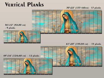 Virgin Mary Wall Art – Natural Wood Grain Art | Rustic Religious Wall Decor