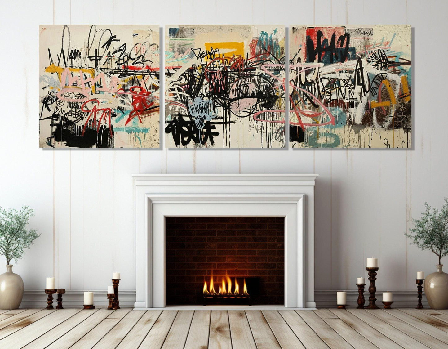 Abstract Graffiti Canvas Art – Large Vibrant Street Art on Cotton Canvas Print