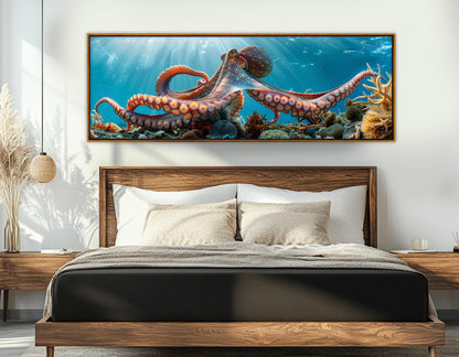 Octopus Canvas Print - Large Octopus Poster | Colorful Coral Reefs Wall Art