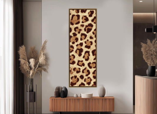 Vintage Leopard Print Canvas - Retro 70s Wall Art | Brown Beige Animal Pattern Decor