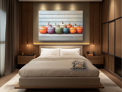 Rustic Wood Wall Art – Pumpkins Wall Decor | Cozy Farmhouse Decor | Natural Wood Prints