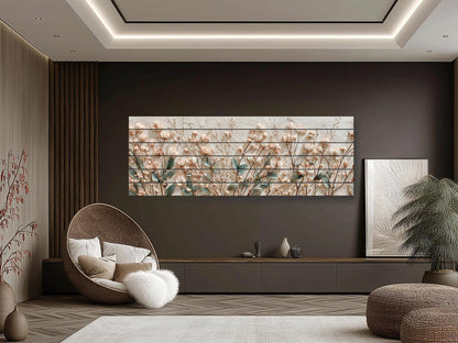 Botanical Wood Art - Rustic Floral Wood Print With Wildflower Wall Decor